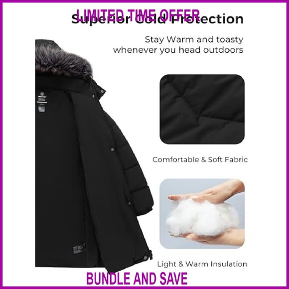 Women's Long Hooded Puffer Jacket Warm Quilted Winter Coat Plus Size - Picture 5 of 8
